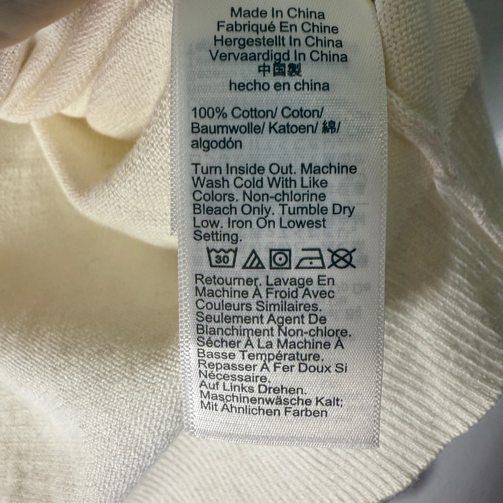 NWT J Crew Factory Cream Ruffle Rhinestone Cotton Sweater Medium - Picture 5 of 7